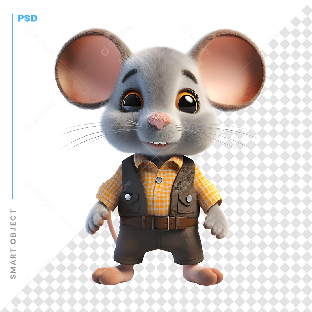 Rato Personagem 3D Para Composição PSD