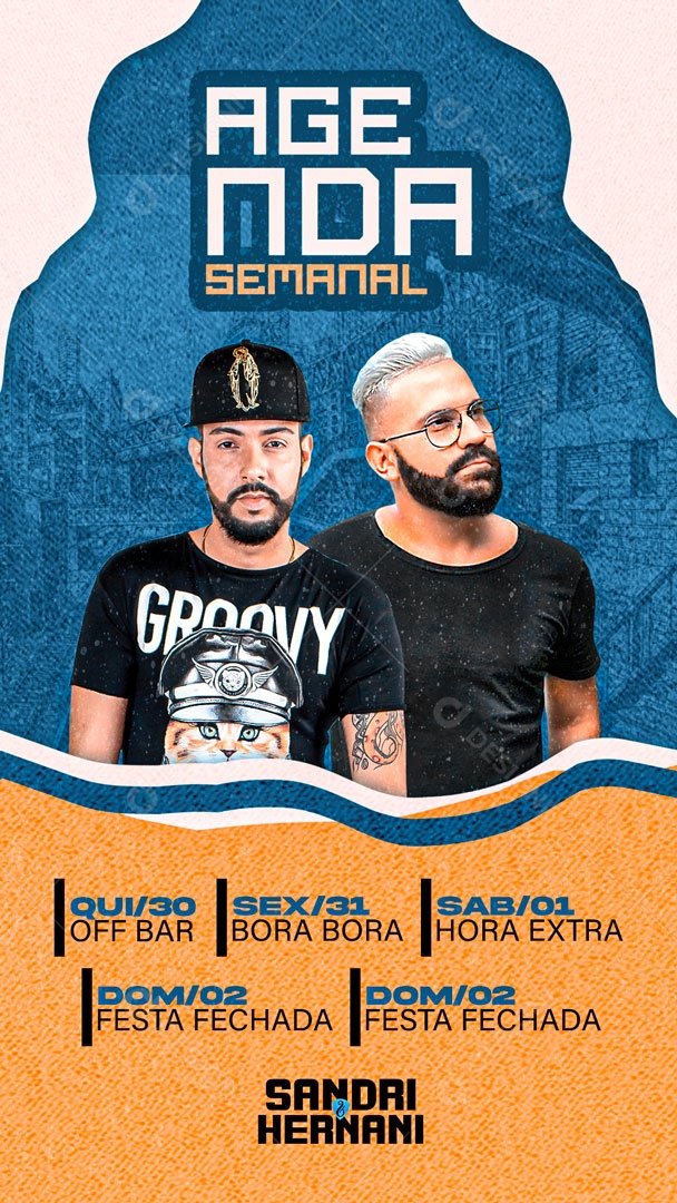 Agenda Semanal Dupla Sandri e Hernani Sertaneja Social Media PSD Editável