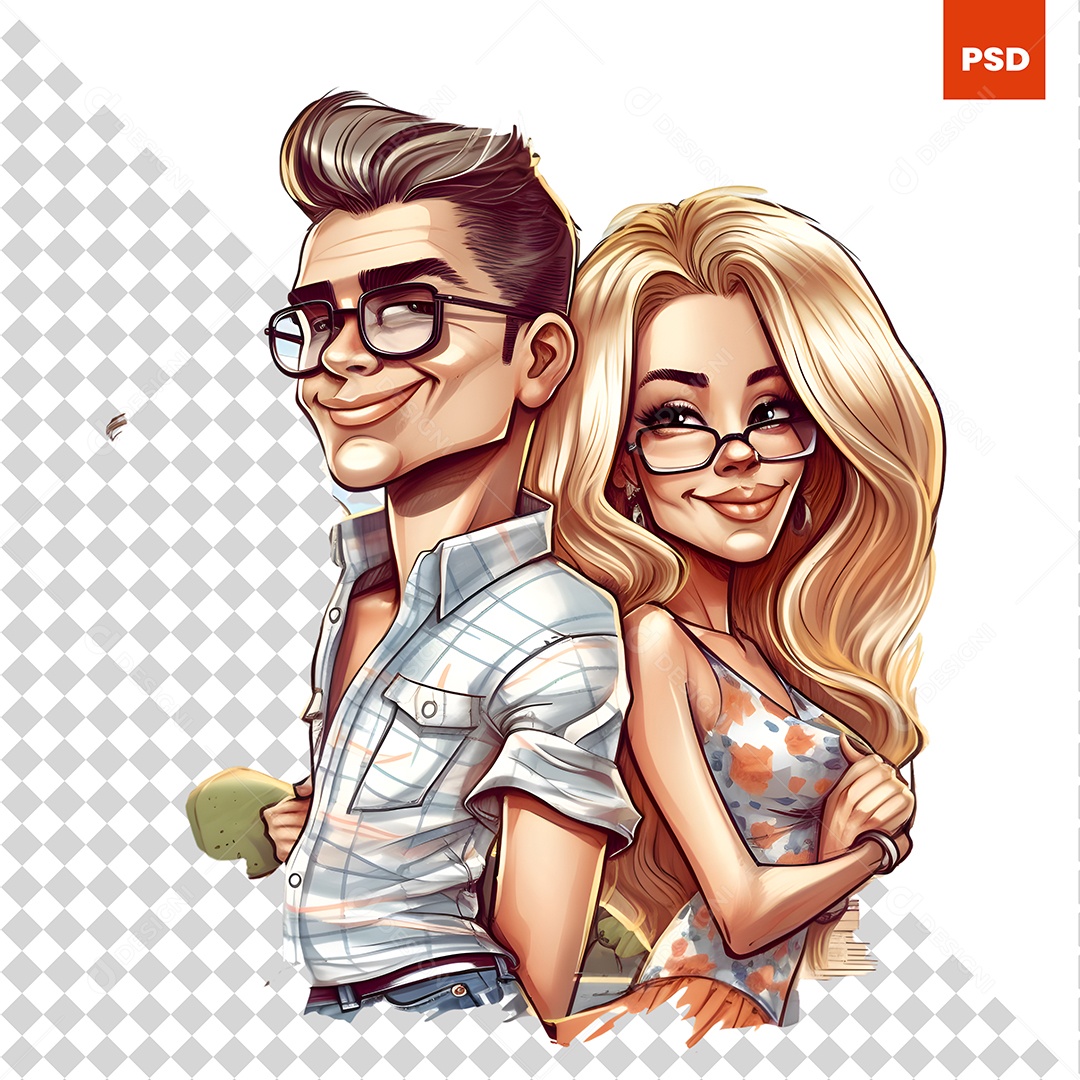 Desenho Casal 3D Para Composição PSD
