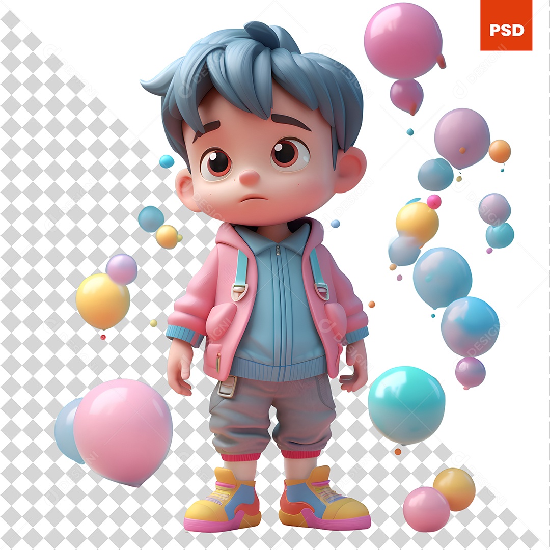 Balões Personagem 3D Para Composição PSD