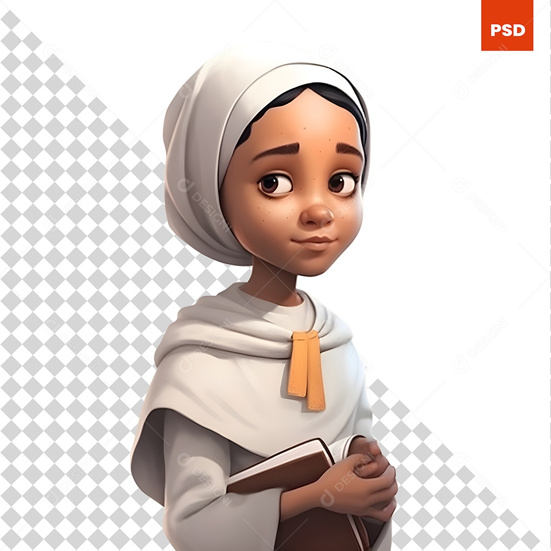 Freira Personagem 3D Para Composição PSD