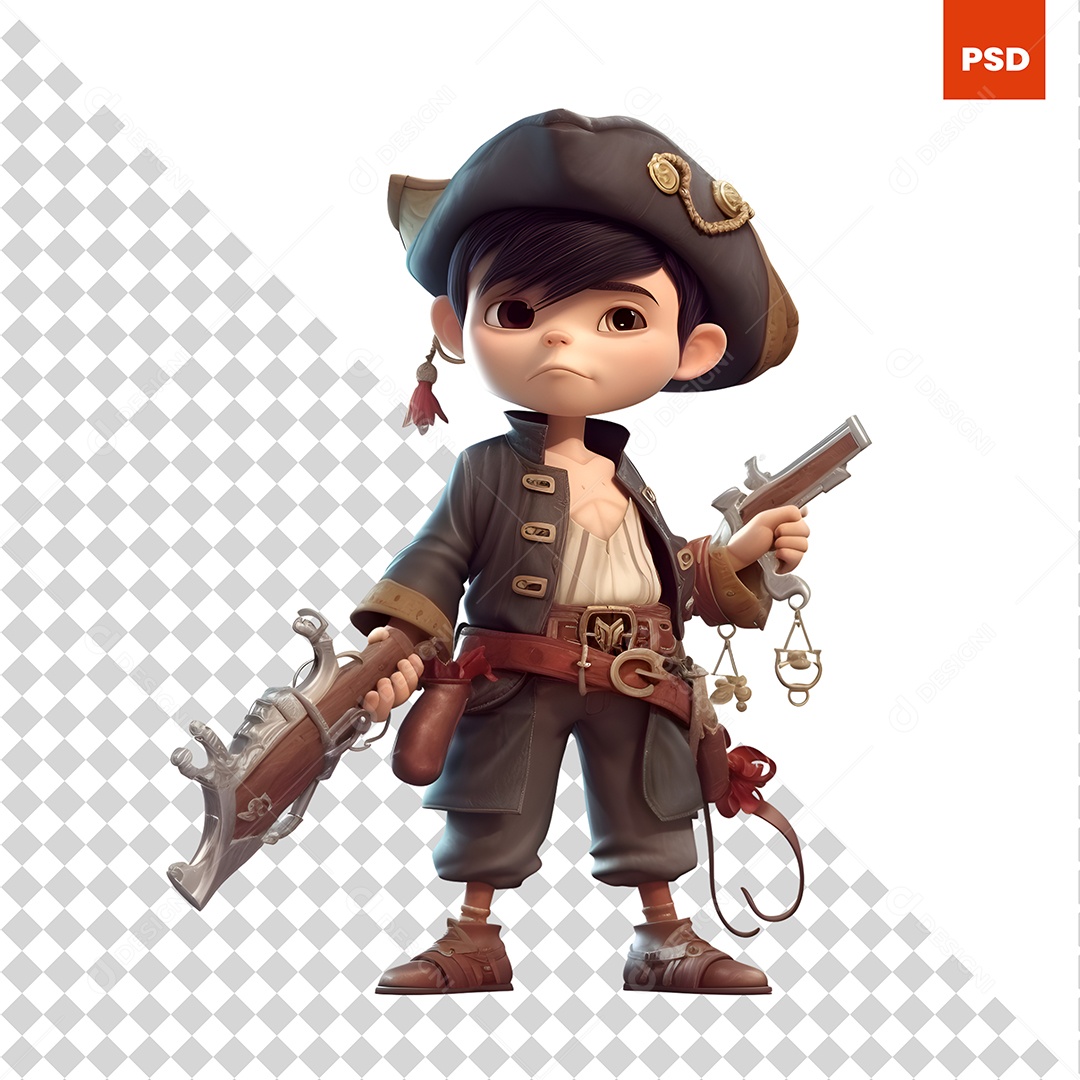 Pirata Personagem 3D Para Composição PSD