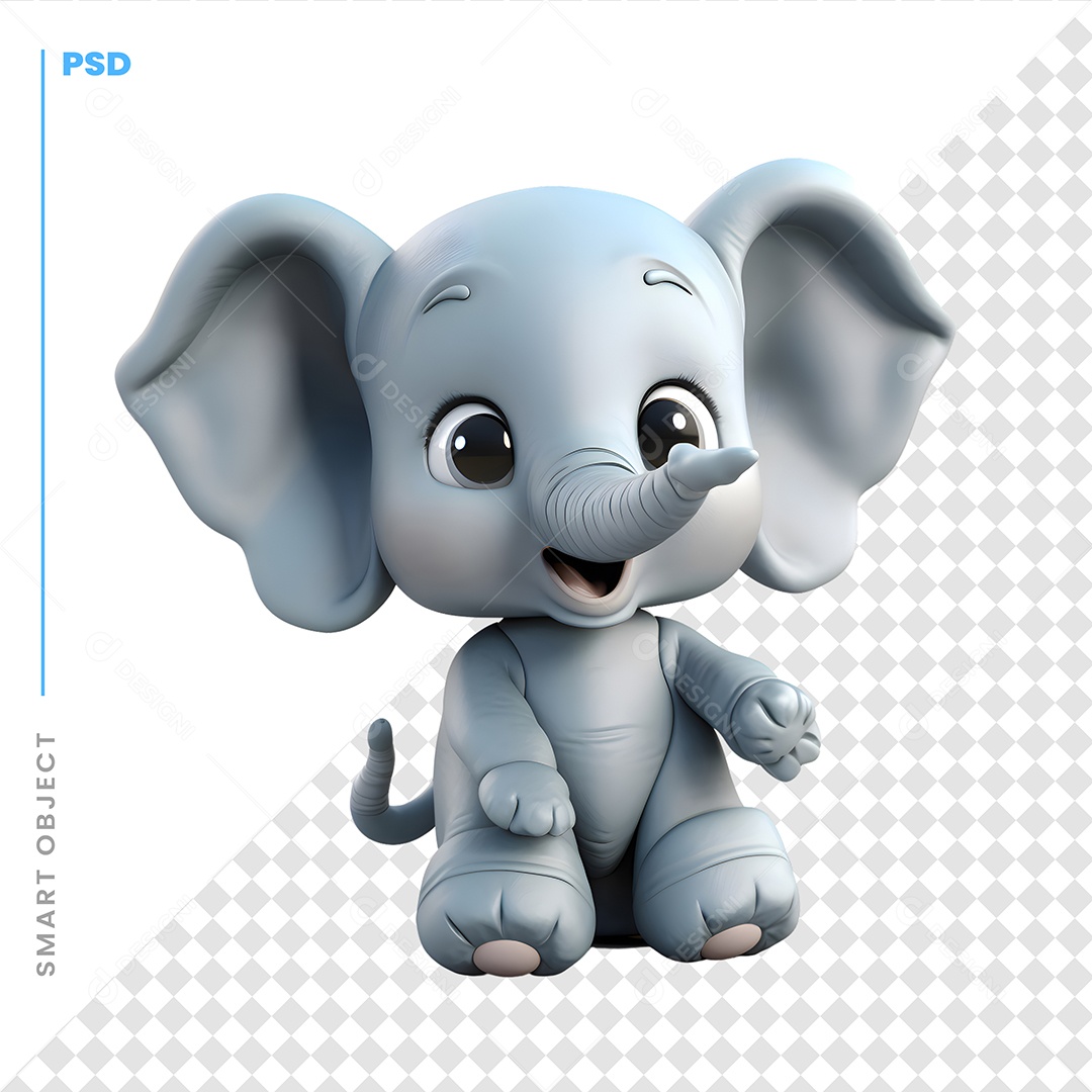 Elefante Personagem 3D Para Composição PSD