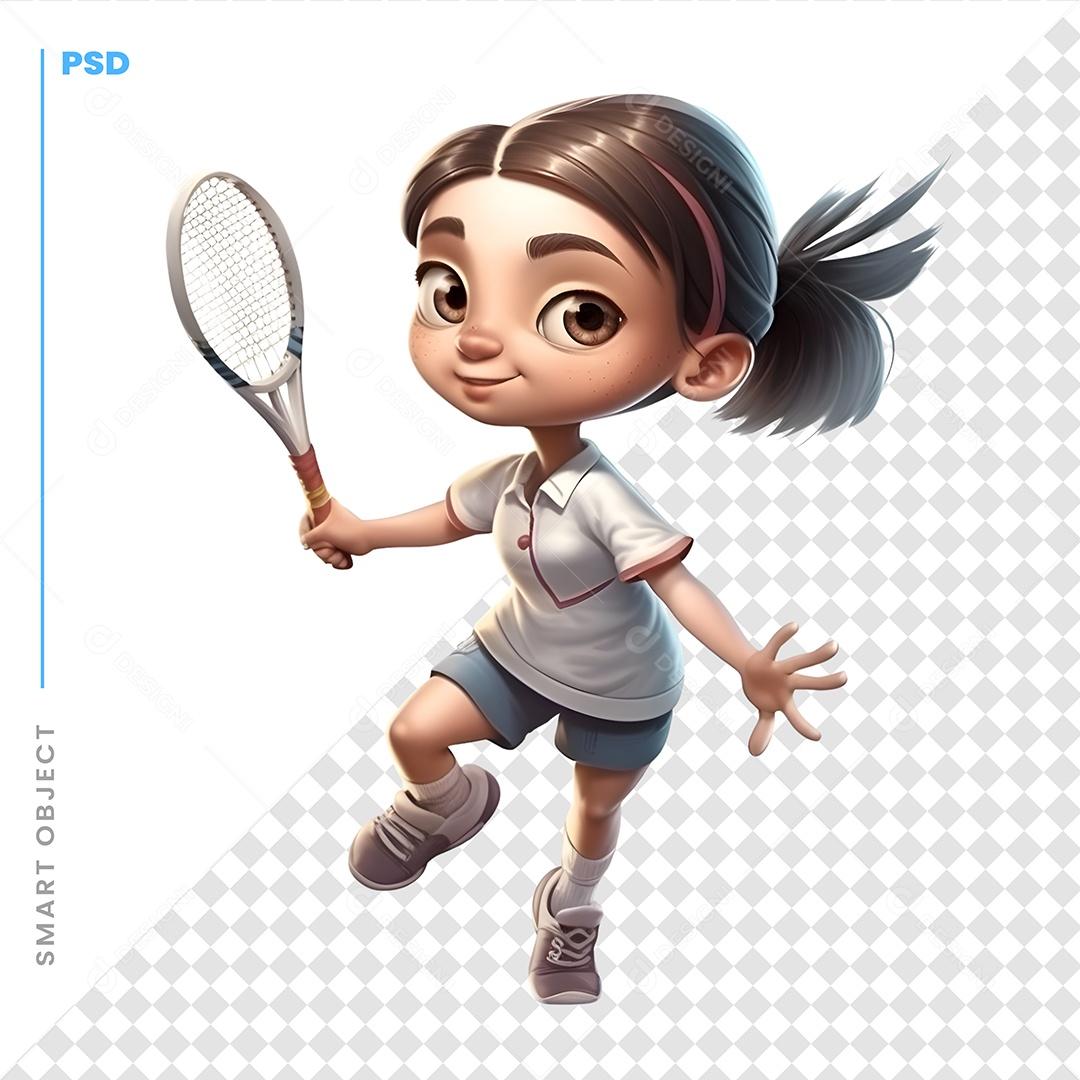 Garota Tenista Personagem 3D Para Composição PSD