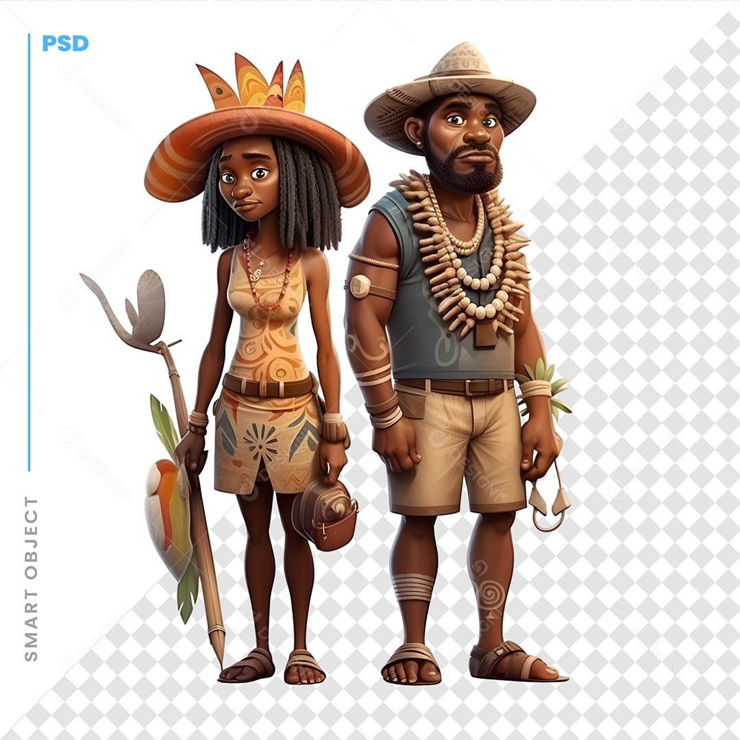 Casal Personagem 3D Para Composição PSD