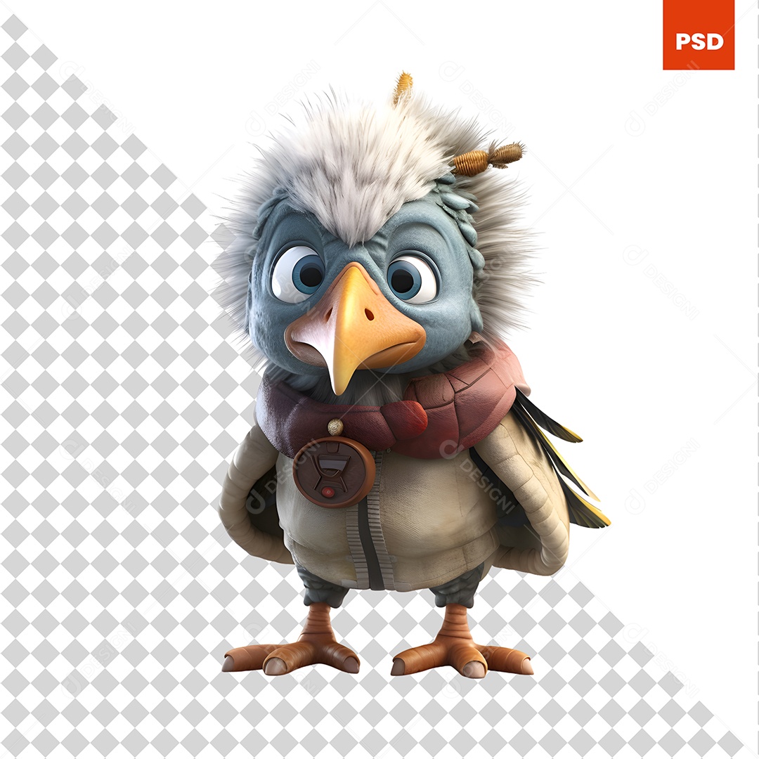 Pássaro Personagem 3D Para Composição PSD