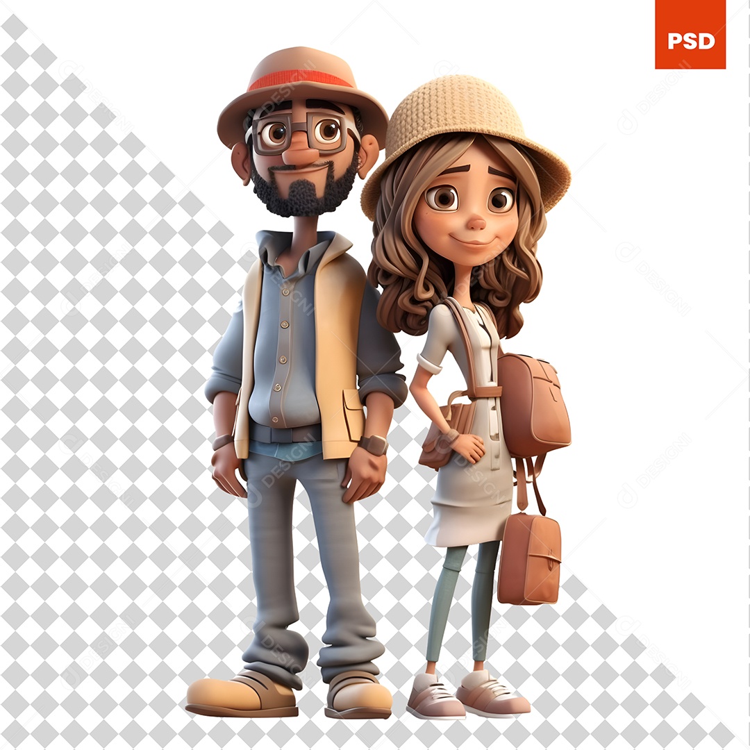 Casal Personagem 3D Para Composição PSD