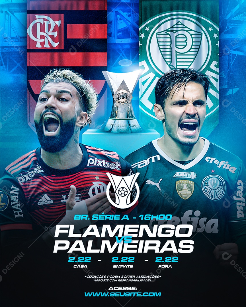 Flyer Flamengo x Palmeiras Social Media PSD Editável