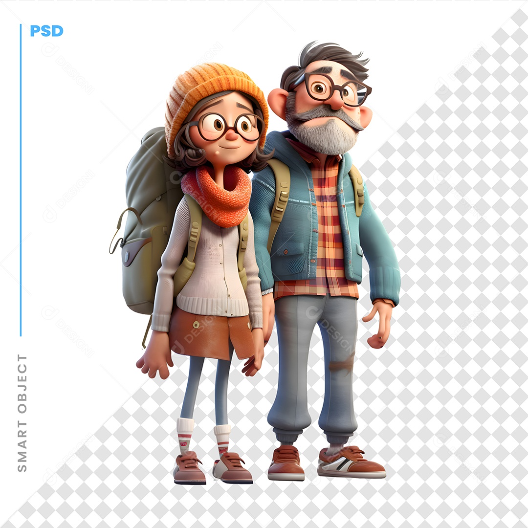 Casal Personagem 3D Para Composição PSD