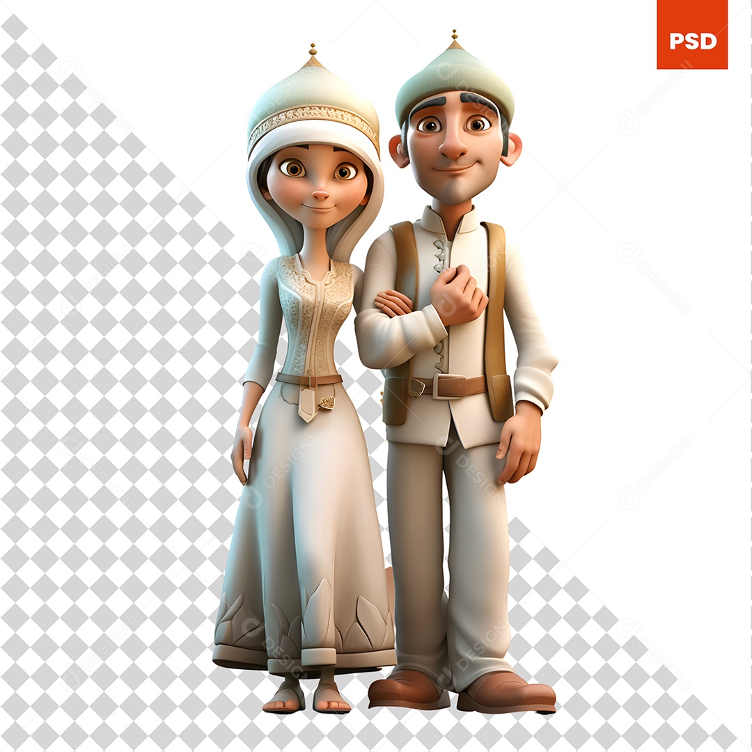 Casal Personagem 3D Para Composição PSD