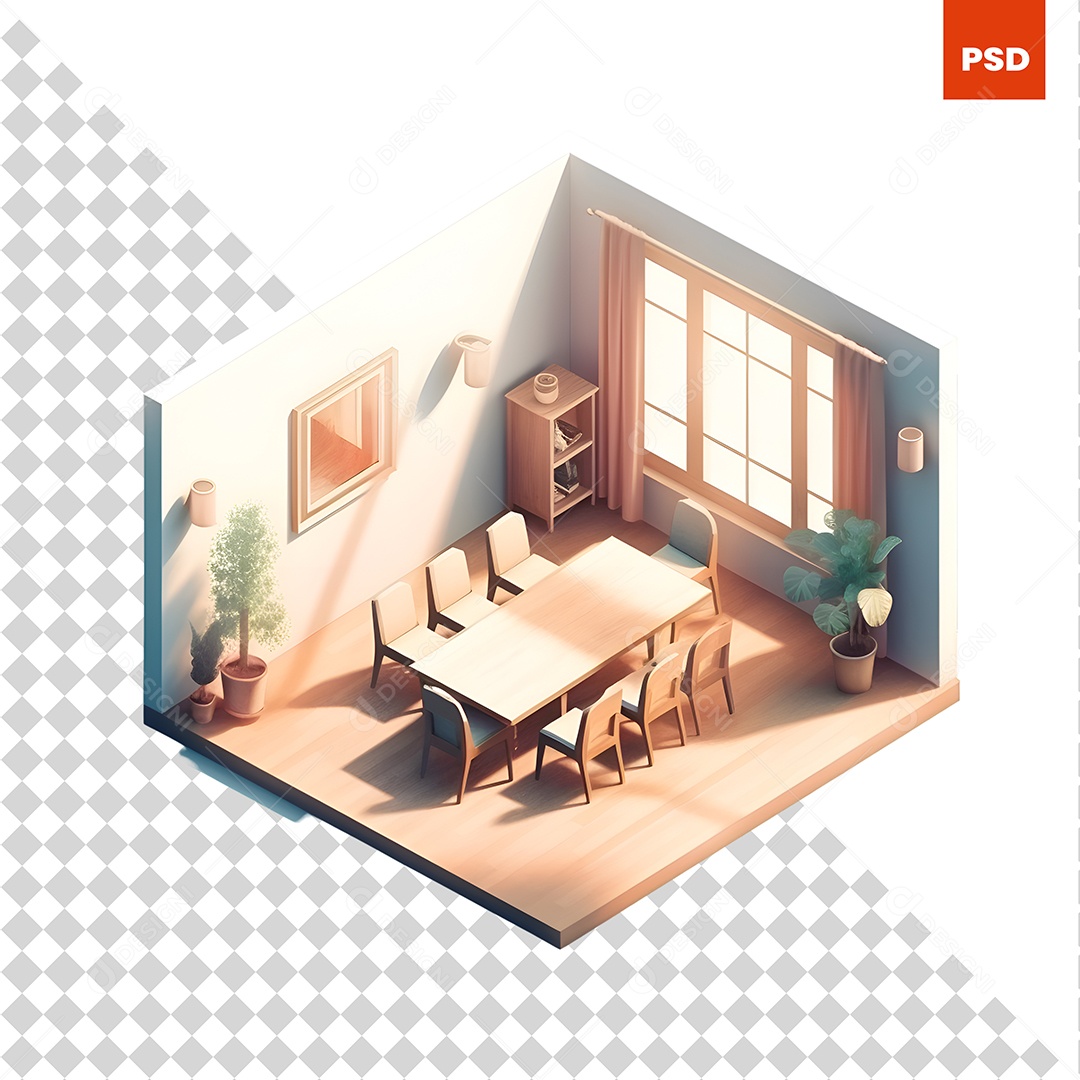 Sala De Jantar Elemento 3D Para Composição PSD