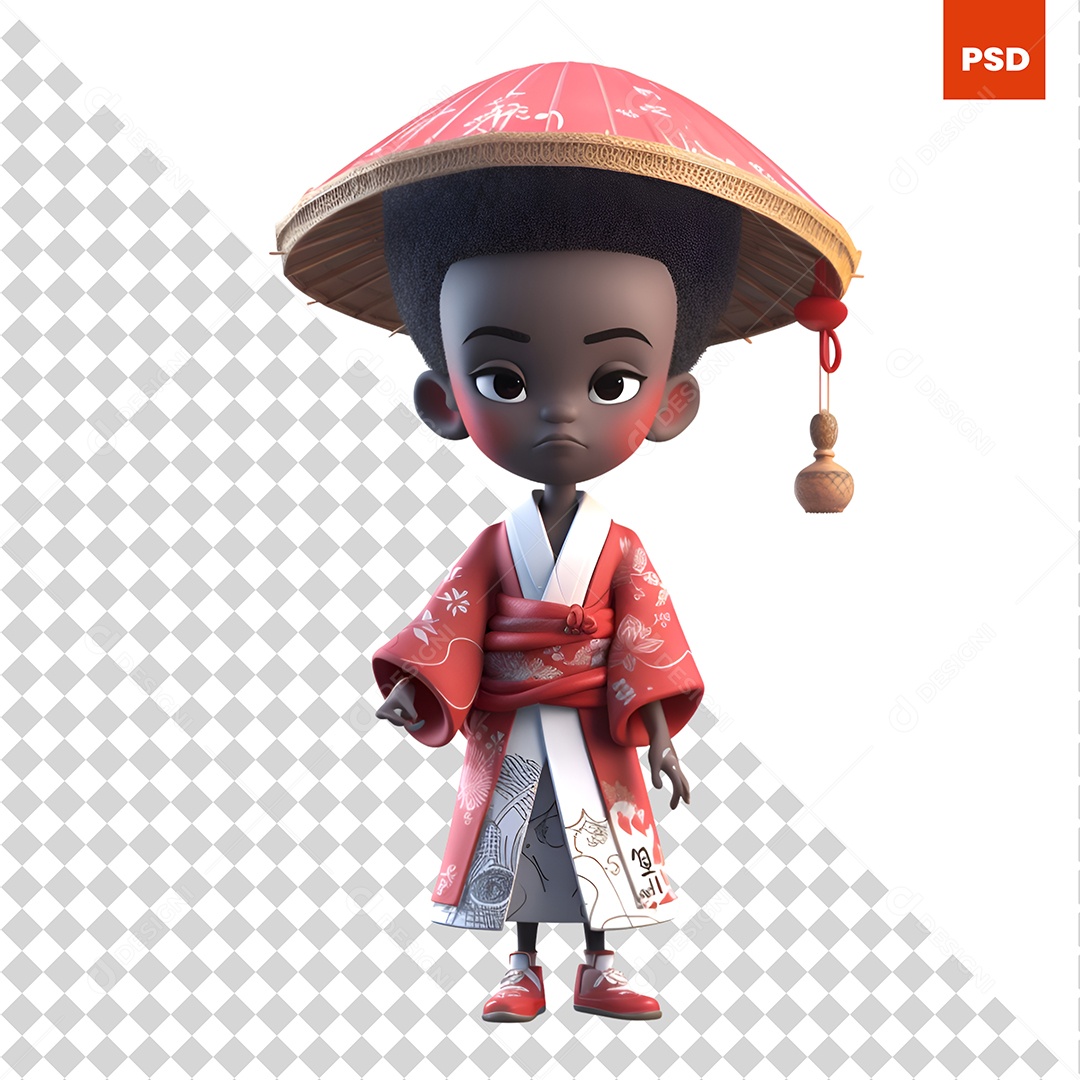 Chinesa Personagem 3D Para Composição PSD