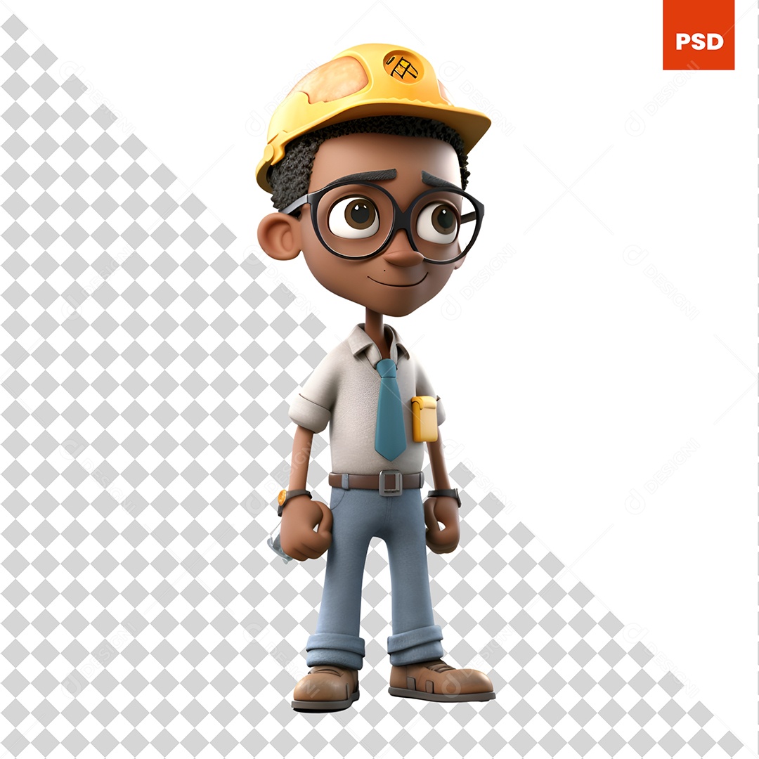 Trabalhador Personagem 3D Para Composição PSD