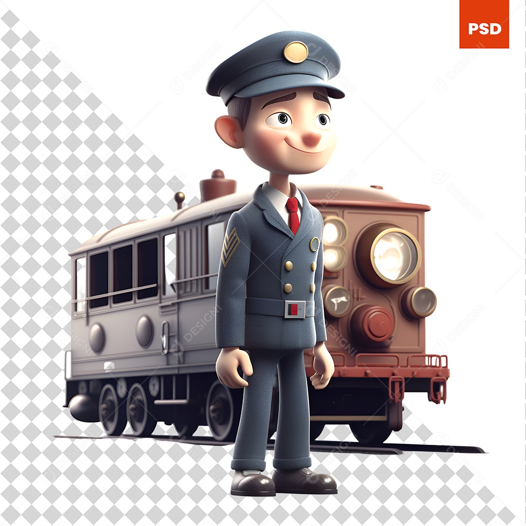 Maquinista Personagem 3D Para Composição PSD