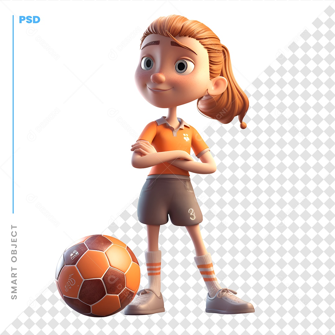 Garota Jogadora Personagem 3D Para Composição PSD