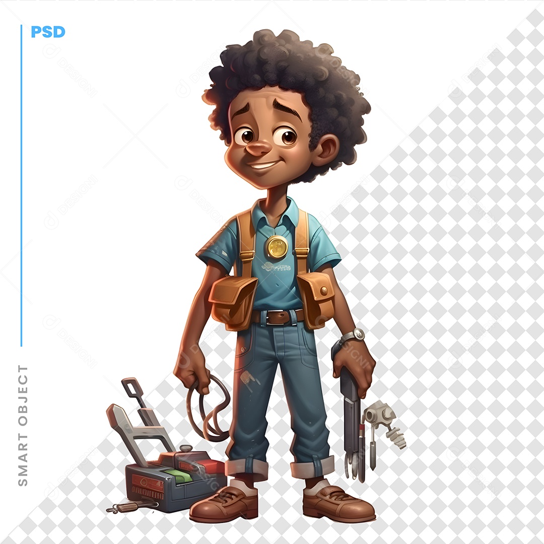 Eletricista Personagem 3D Para Composição PSD