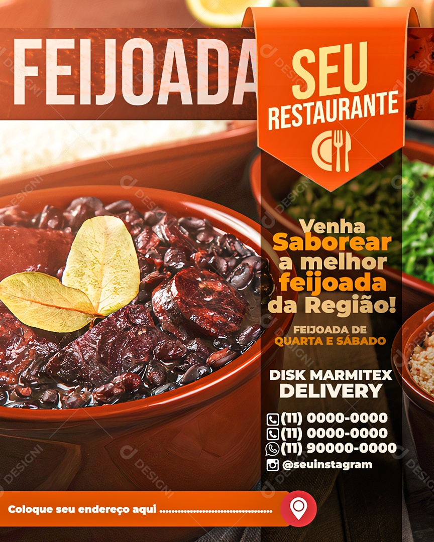 Feijoada Tradicional Brasileira Seu Restaurante Social Media PSD Editável