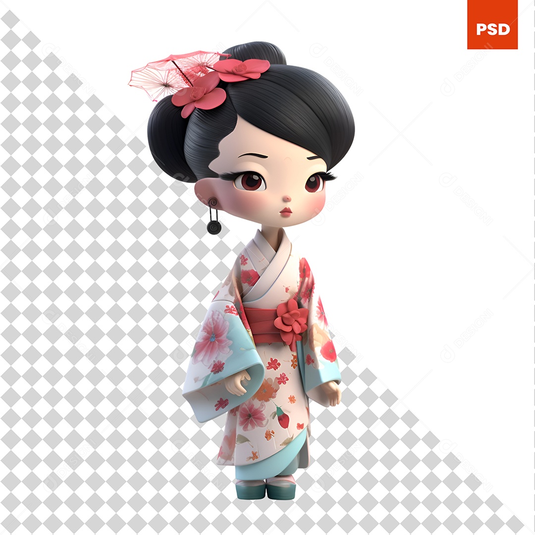 Chinesa Personagem 3D Para Composição PSD