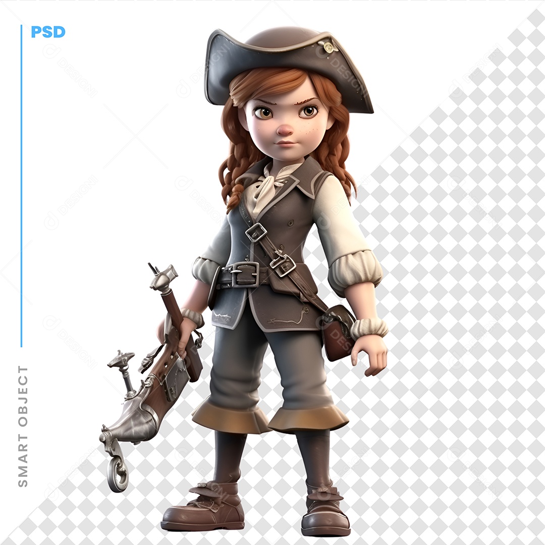 Mulher Pirata Personagem 3D Para Composição PSD