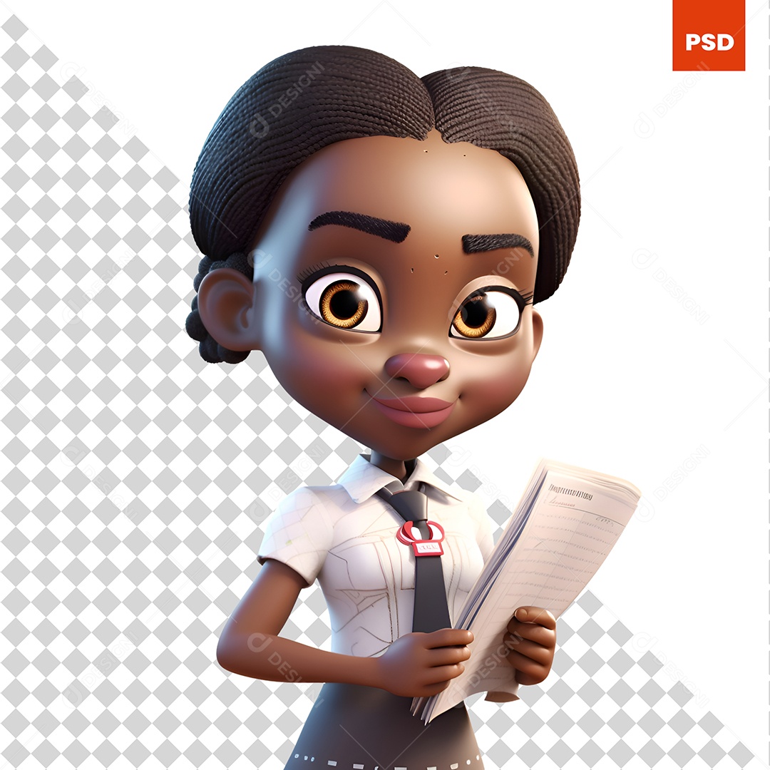 Garota Personagem 3D Para Composição PSD