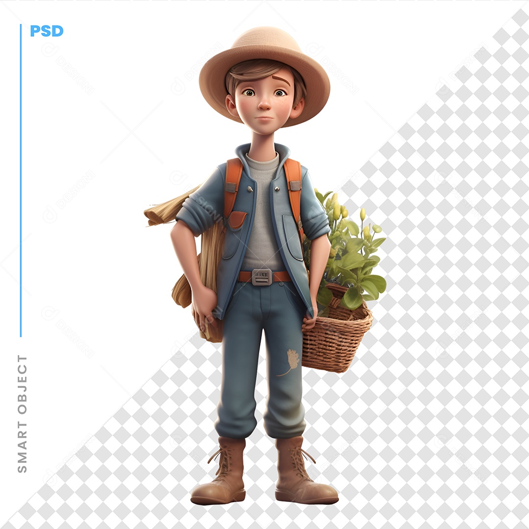 Fazendeiro Personagem 3D Para Composição PSD