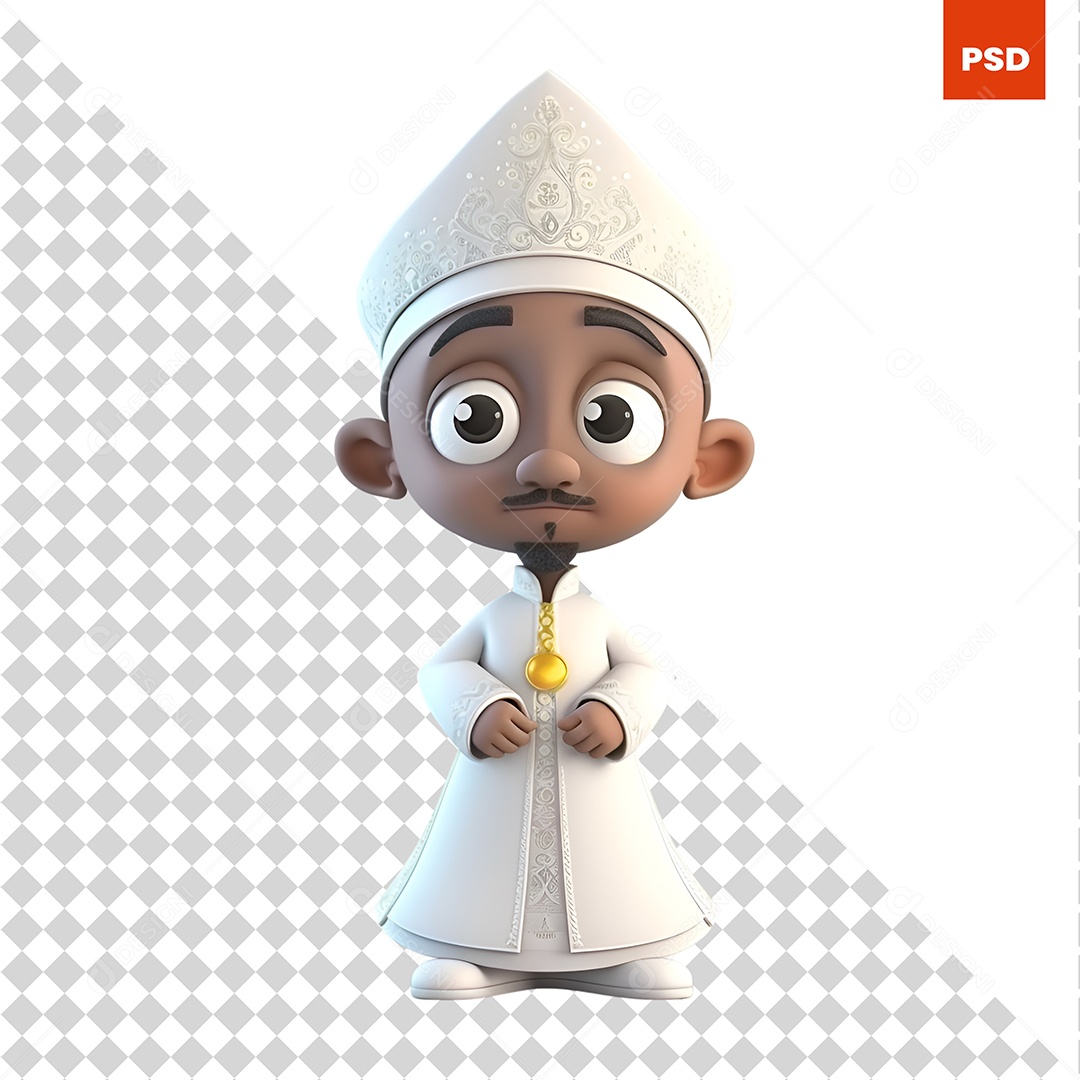 Menino Árabe Personagem 3D Para Composição PSD