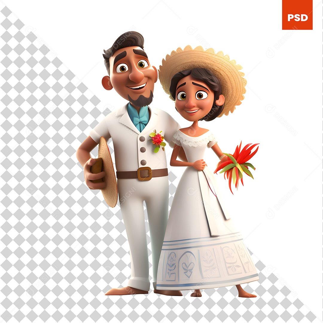 Casal Personagem 3D Para Composição PSD