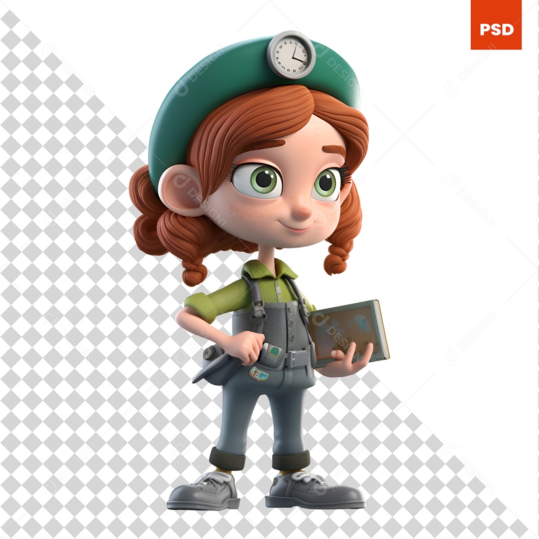 Menina Personagem 3D Para Composição PSD