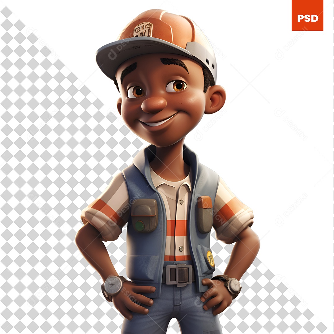 Trabalhador Personagem 3D Para Composição PSD