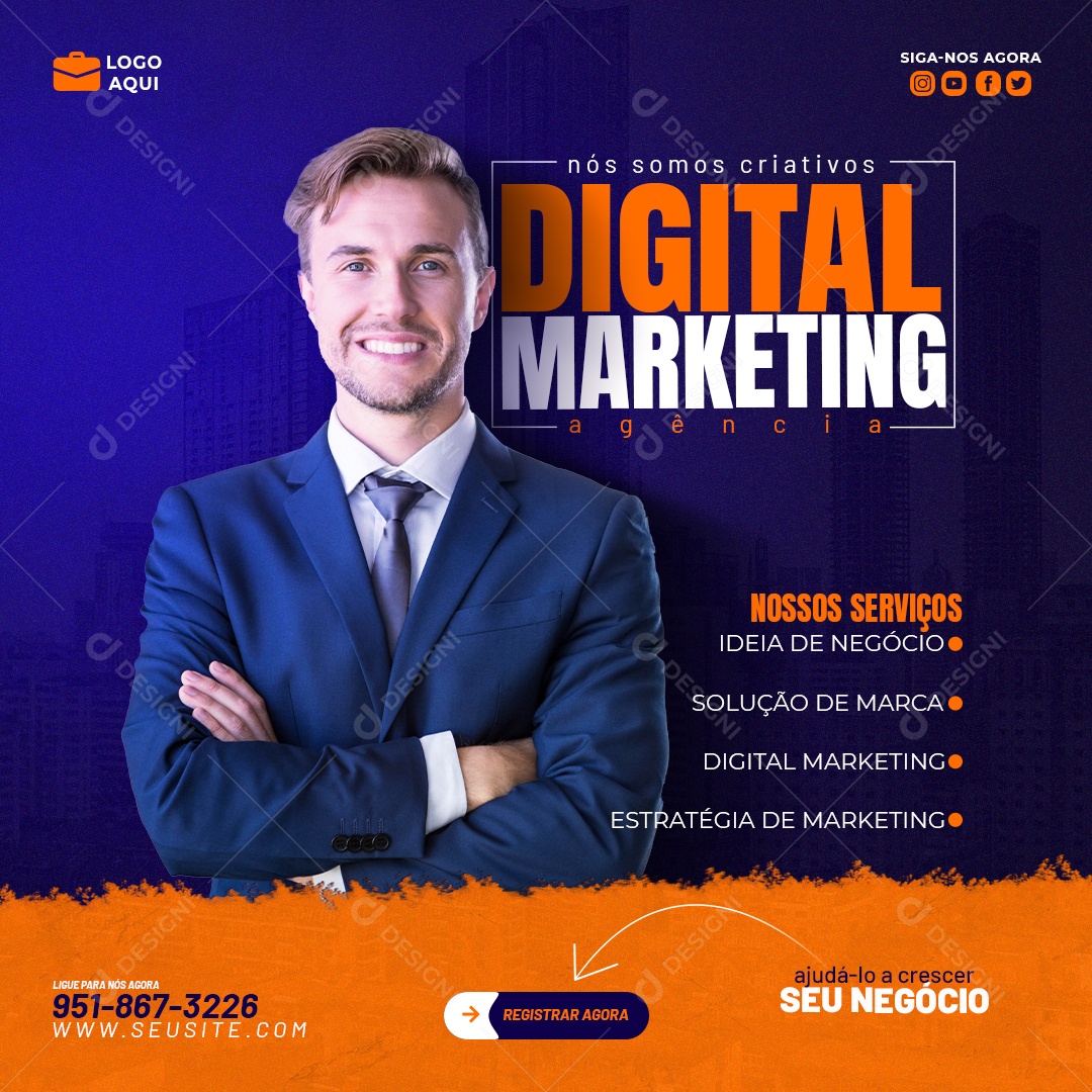 Agência de Marketing Digital e Corporativo Instagram Banner Template 20 Social Media PSD Editável