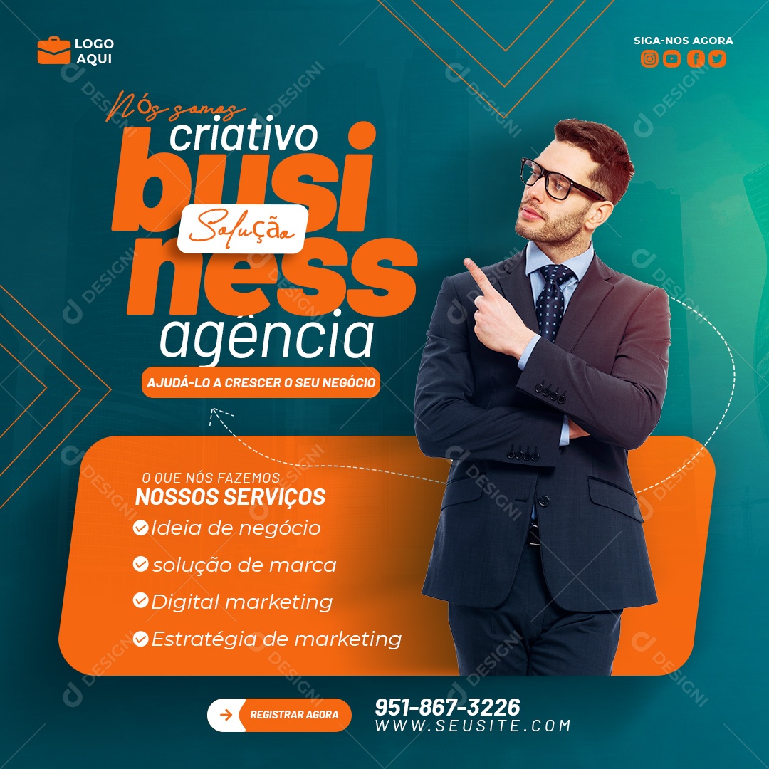 Agência de Marketing Digital e Corporativo Instagram Banner Template 12 Social Media PSD Editável