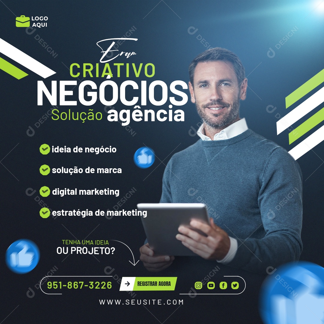Agência de Marketing Digital e Corporativo Instagram Banner Template 08 Social Media PSD Editável
