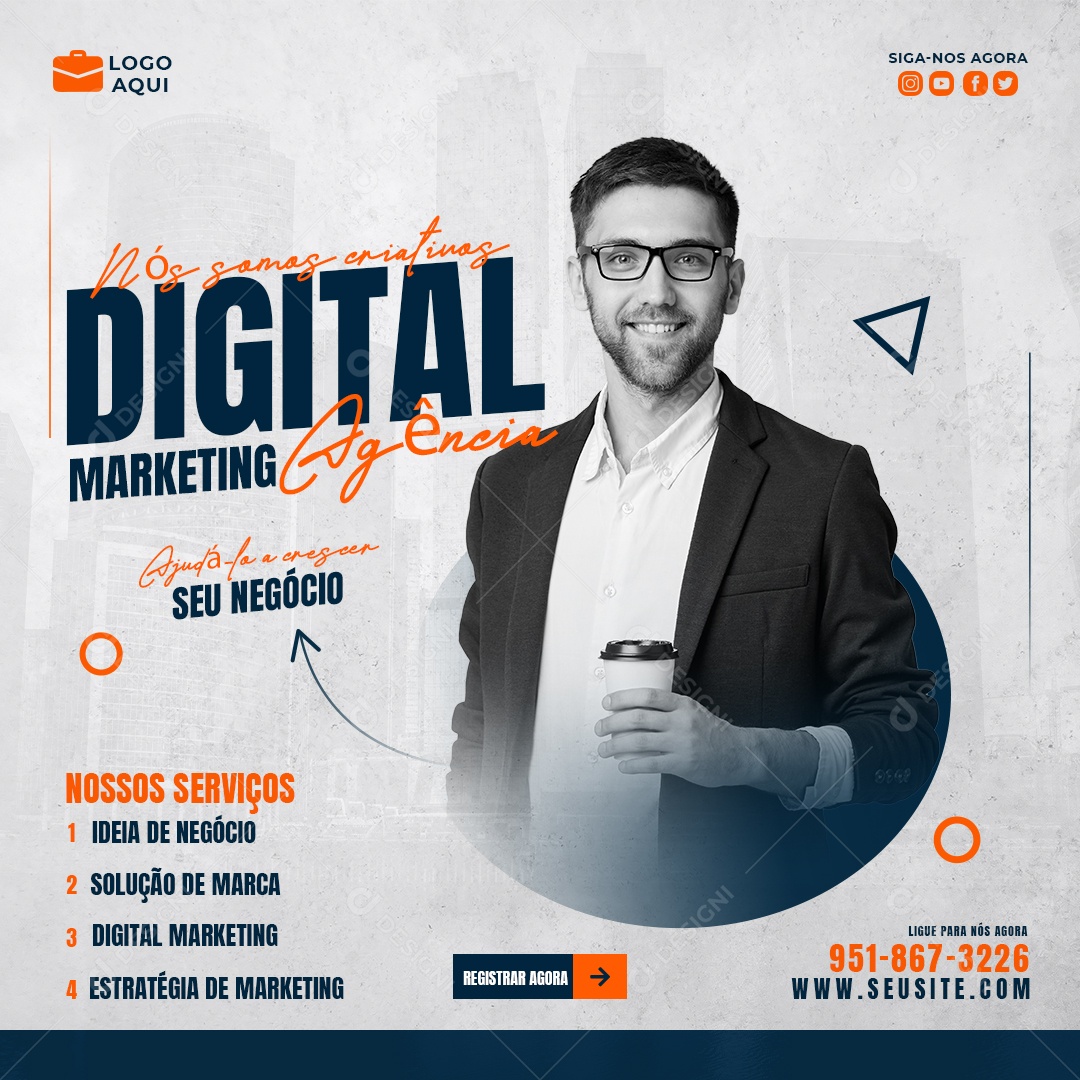 Agência de Marketing Digital e Corporativo Instagram Banner Template Social Media PSD Editável