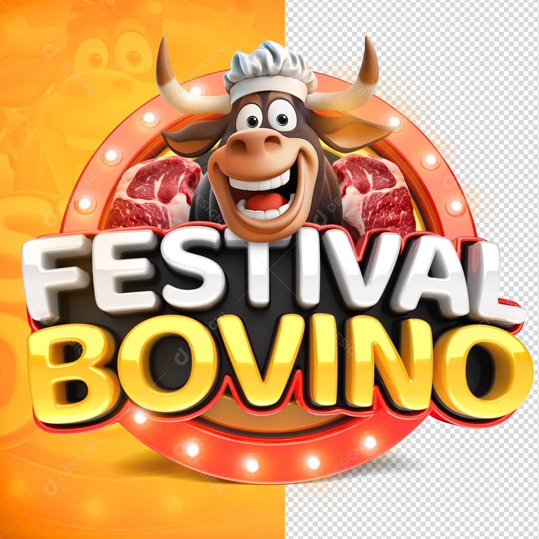 Selo 3D Festival Bovino Para Composição PSD