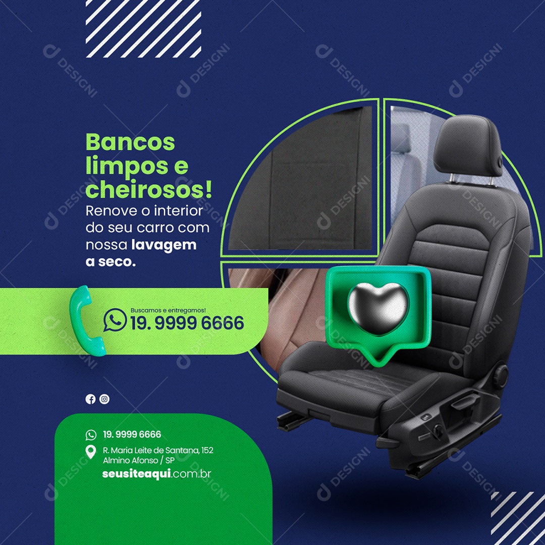 Bancos Limpos E Cheirosos Renove O Interior Lavagem A Seco Social Media PSD Editável