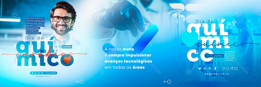 Parabéns Dia Do Químico 18 De Junho Carrossel Social Media PSD Editável