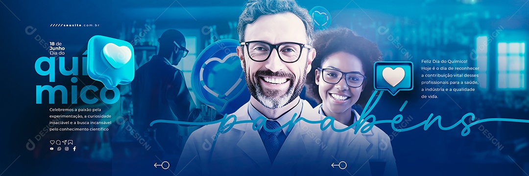Feliz Dia Do Químico 18 De Junho Carrossel Social Media PSD Editável