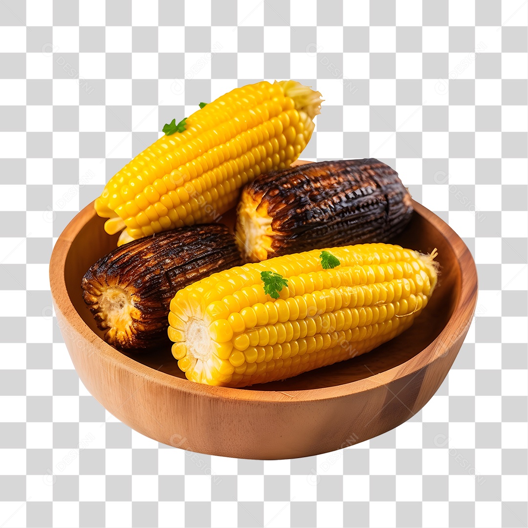 Milho cozido em uma tigela PNG Transparente
