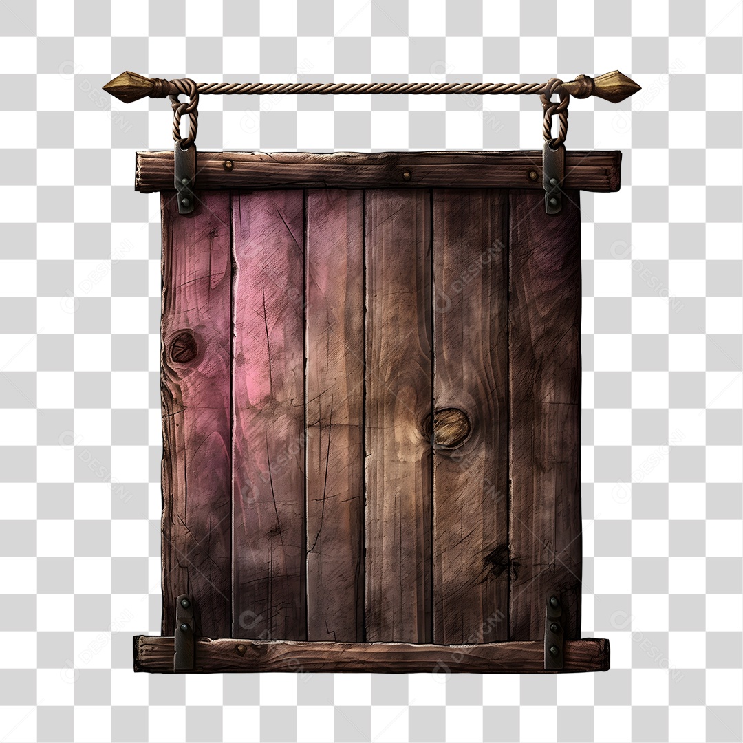 Placa de madeira com correntes PNG Transparente