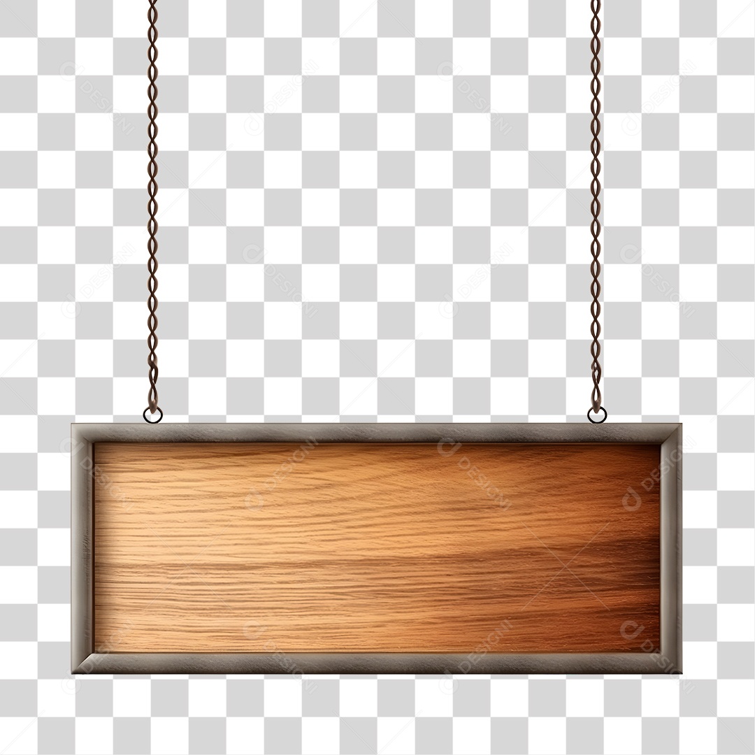 Placa de madeira com correntes PNG Transparente
