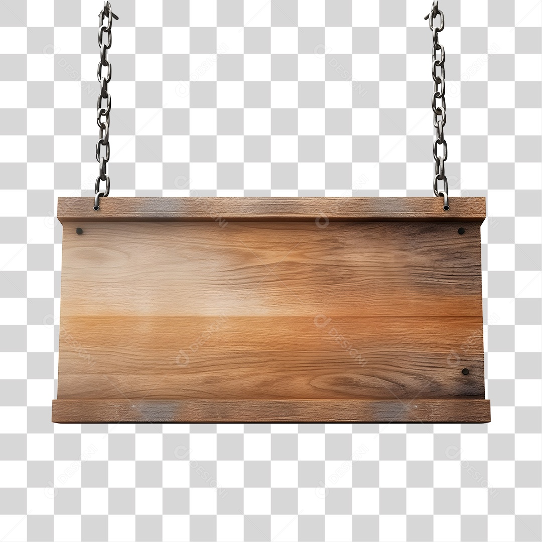 Placa de madeira com correntes PNG Transparente