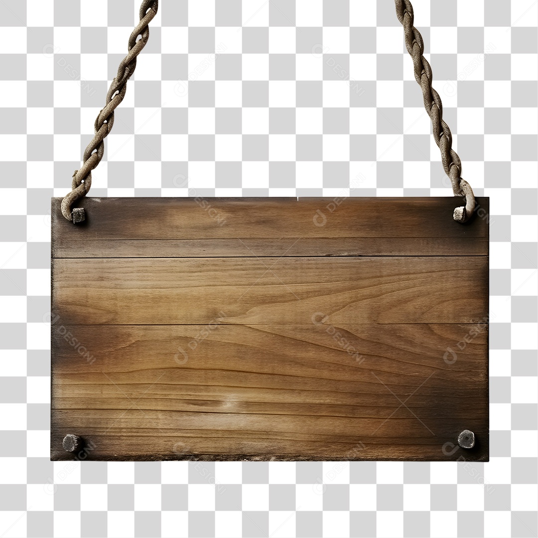 Placa de madeira com correntes PNG Transparente