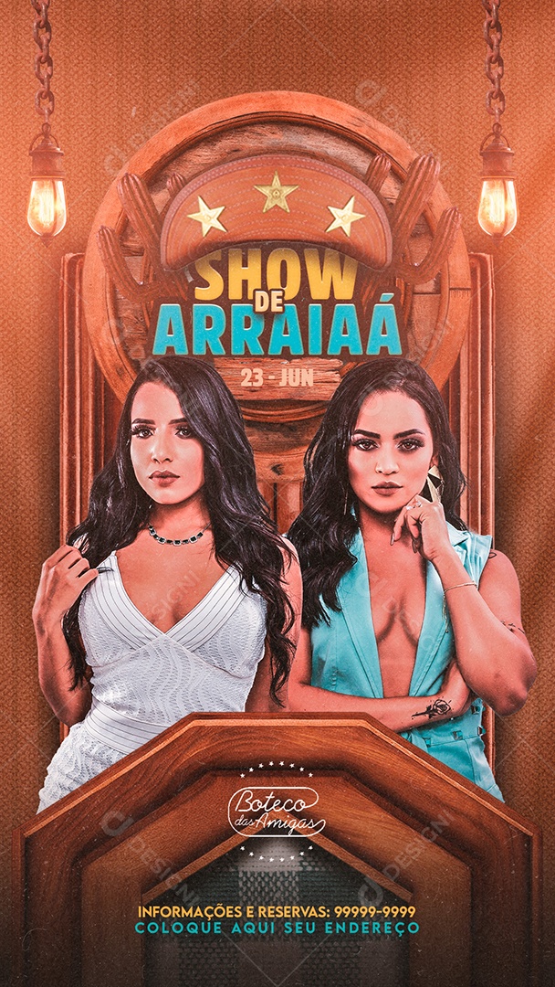 Flyer Story Shows de Arraiá 23 de Junho Social Media PSD Editável