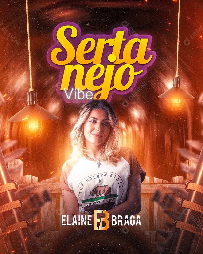 Sextanejo Vibe Flyer Elaine Braga Social Media PSD Editável