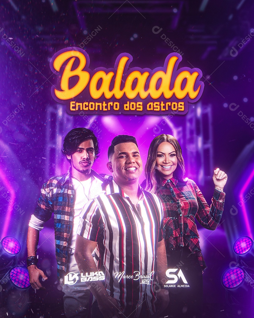 Balada Encontro Dos Astros Flyer Solange Almeida Social Media PSD Editável