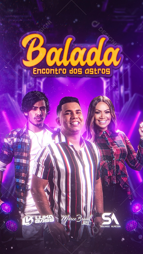 Story Balada Encontro Dos Astros Flyer Solange Almeida Social Media PSD Editável