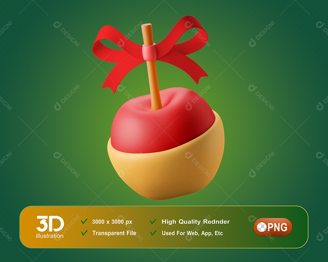 Maçã Elemento 3D Para Composição PSD