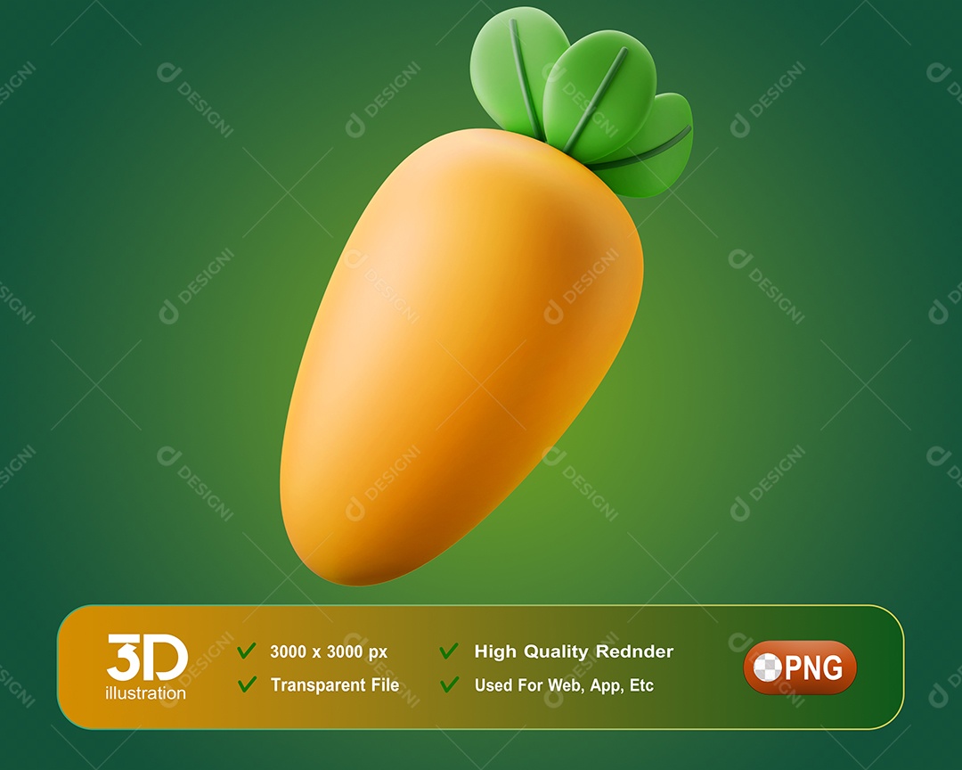 Cenoura Elemento 3D Para Composição PSD