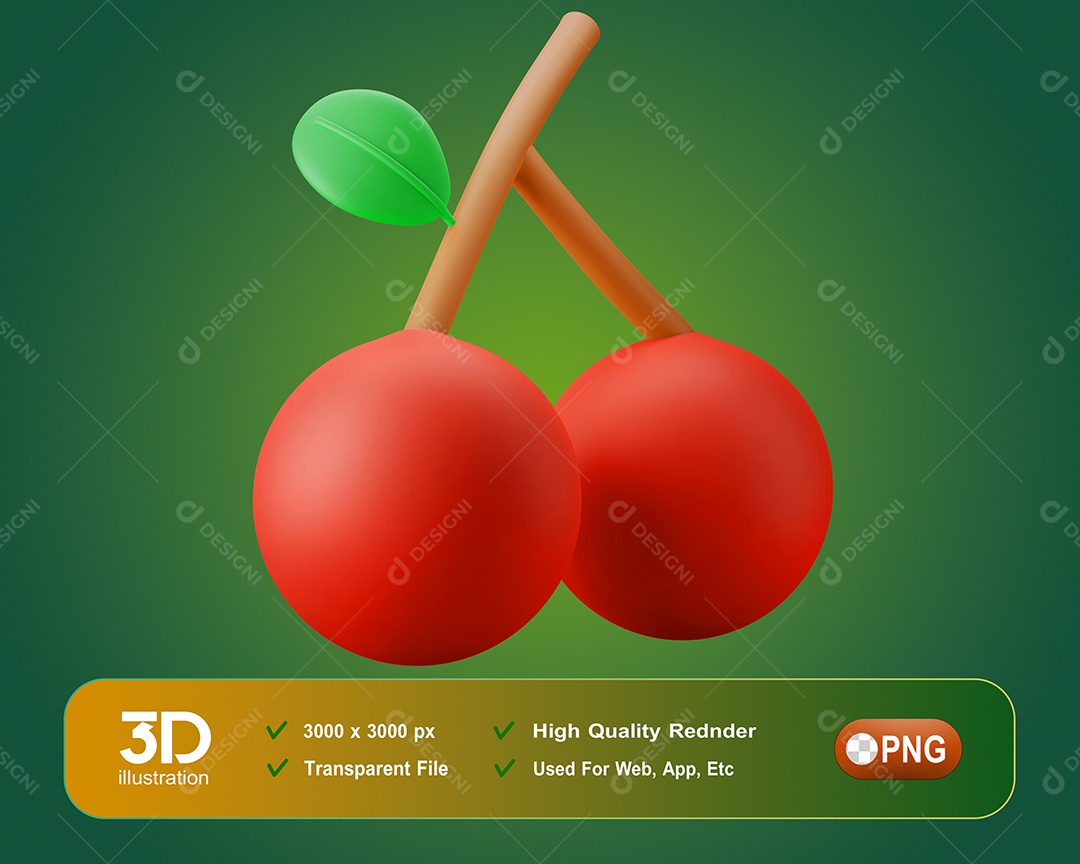 Cereja Elemento 3D Para Composição PSD