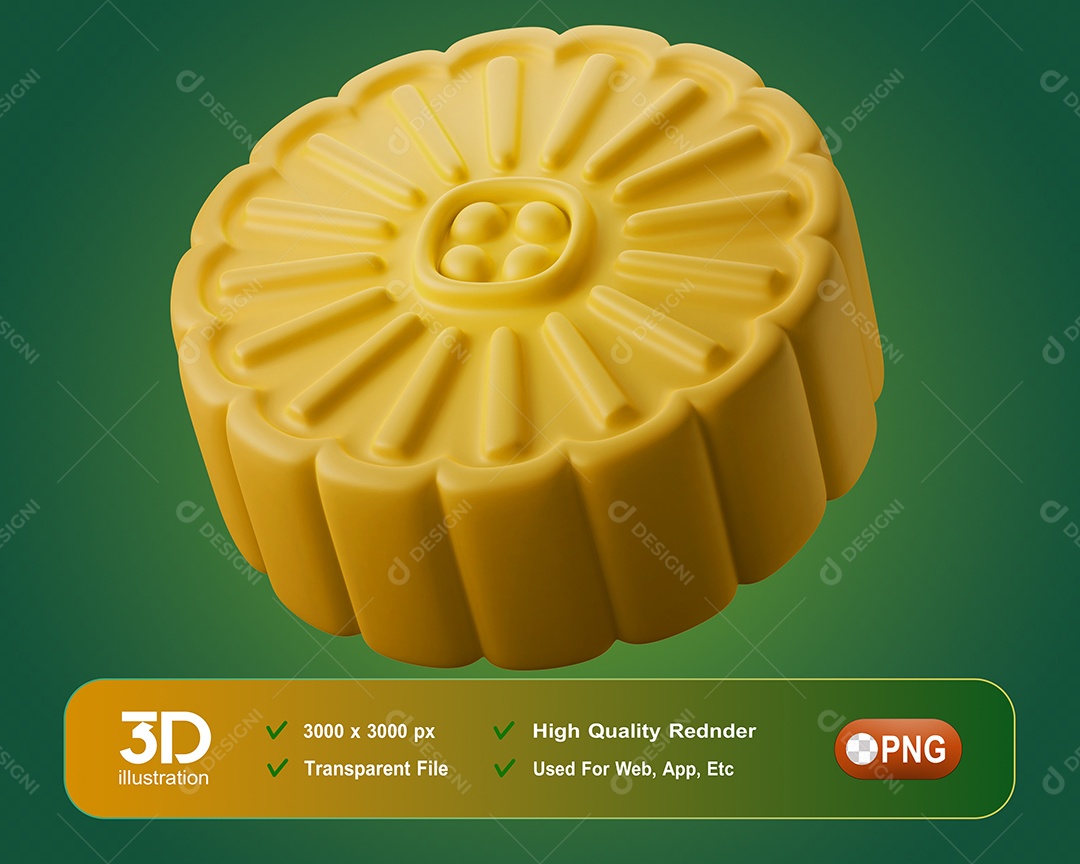 Bolo De Lua Elemento 3D Para Composição PSD